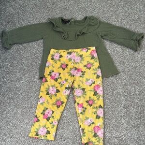 Delia’s Children Brand. 12 Month Girl. Color: Grn/Yellow. Pants: 95% cotton 5% S